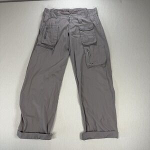 Pete & Greta Cargo Pants Women's Sz 2 Gray Multi Pocket Johnny Was Y2K Grunge